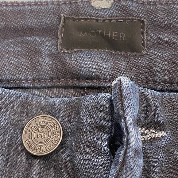 Mother Pixie Ankle Fray Holding Hands Tightly Mid-Rise Skinny Jeans Dark Blue 24 - Picture 5 of 14